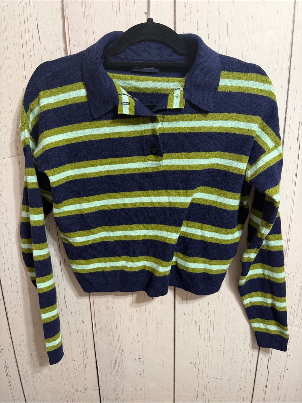 GAP Navy Sweater with Lime Stripes - Picture 2 of 8